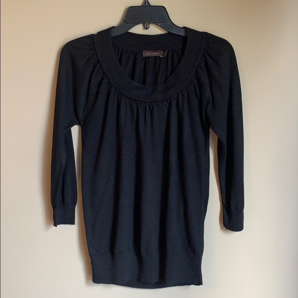 The limited black ruched neck blouse